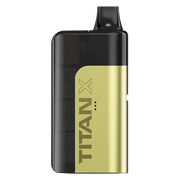 Titan X Prefilled Pod Kit in Banana Ice flavor, a sleek and easy-to-use disposable vape delivering creamy banana sweetness with an icy menthol finish; prefilled with smooth nicotine salt e-liquid for a satisfying and convenient vaping experience.
